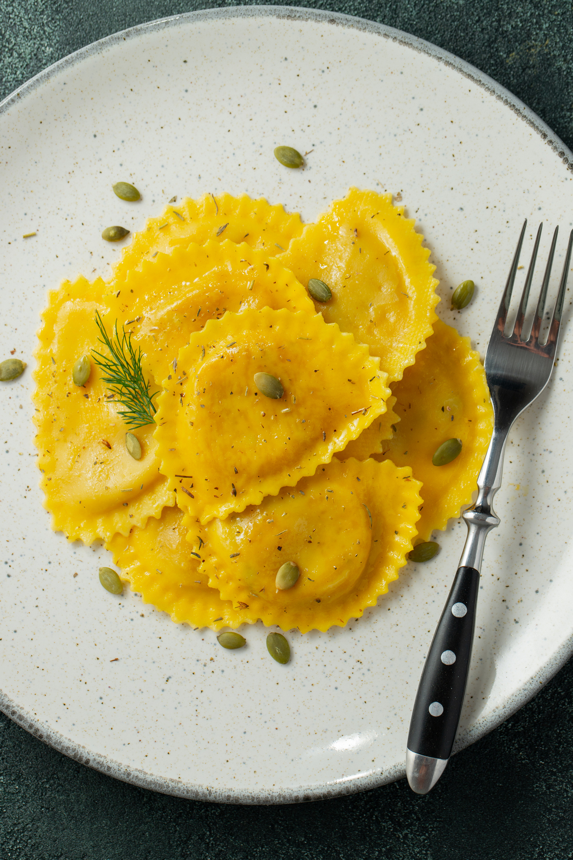 Homemade Pumpkin Ravioli with butter